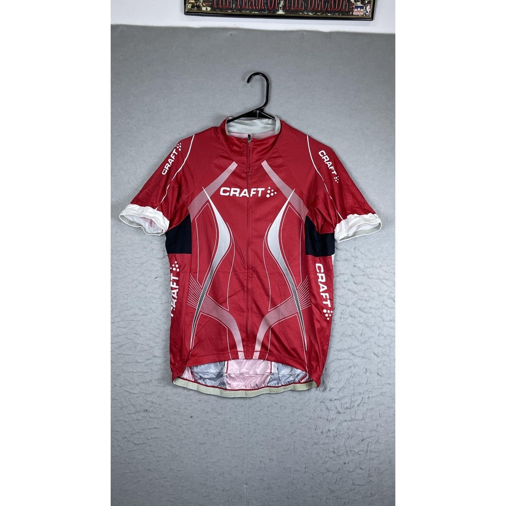 Craft Cycling Jersey Mens Large Red Full Zip Short Sleeve Road Bike Shirt Top